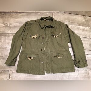 Vintage 50s French M47 Army Military Field Jacket OG France Men's Size Large
